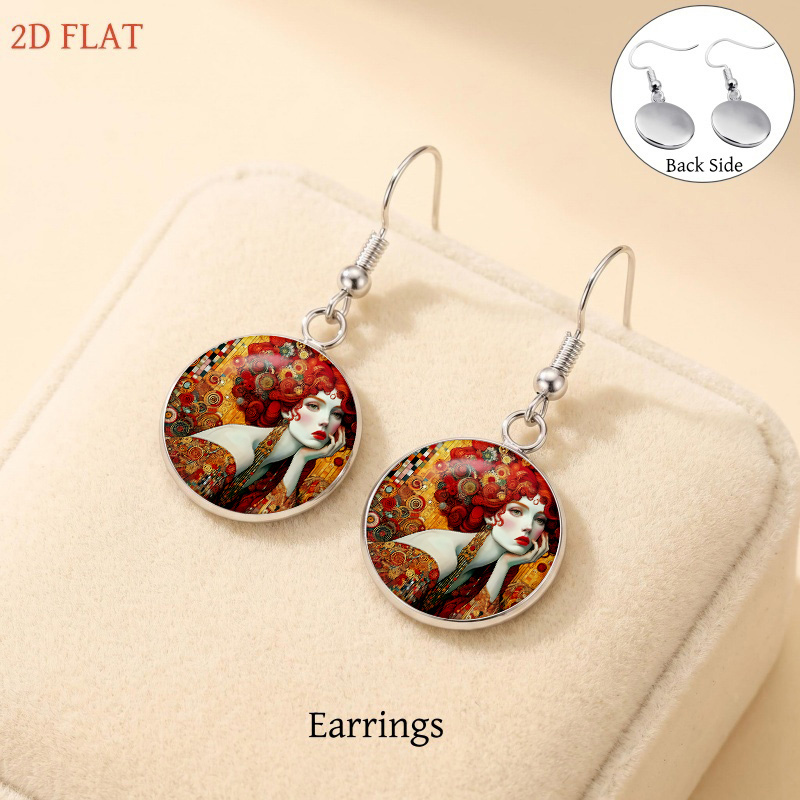 5pcs Art Nouveau Inspired Jewelry Set, Necklace & Earrings
